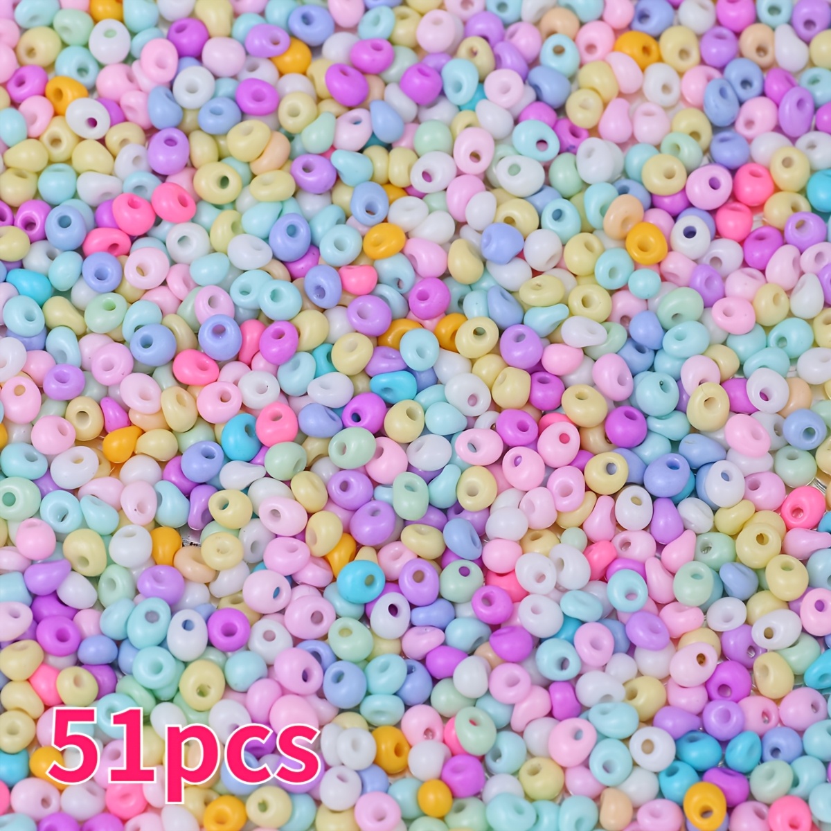 51pcs Colorful Glass Medium-Hole Waterdrop Beads for DIY Jewelry Making